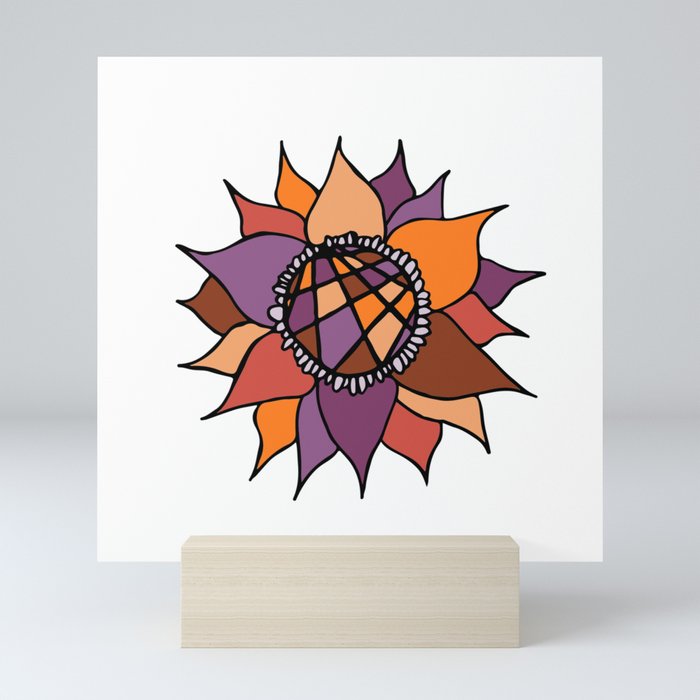 Purple & Orange Abstract Flower Mini Art Print