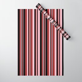 [ Thumbnail: Pink, Brown & Black Colored Striped Pattern Wrapping Paper ]