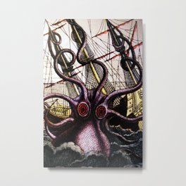 Octopus Attack Metal Print