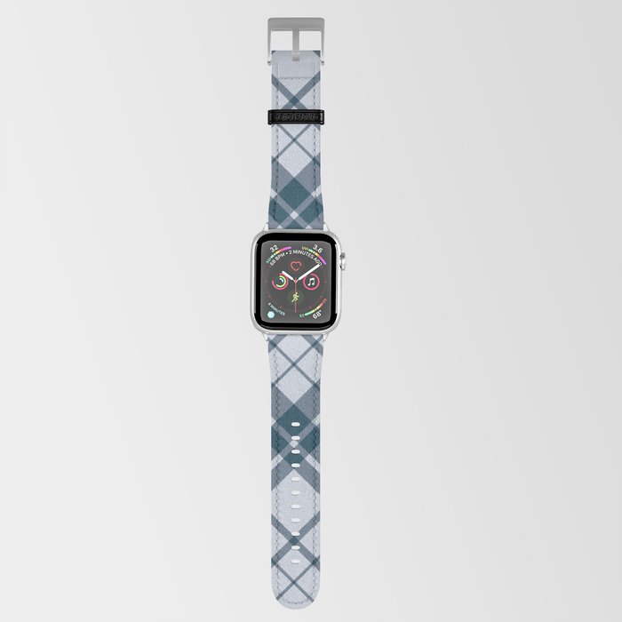 Blue gray diagonal gingham checked Apple Watch Band