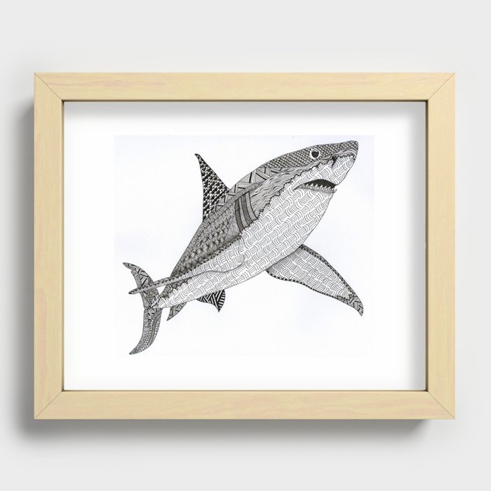 Zentangle Shark Recessed Framed Print