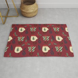 Christmas Pattern Retro Classic Gloves Mistletoe Area & Throw Rug