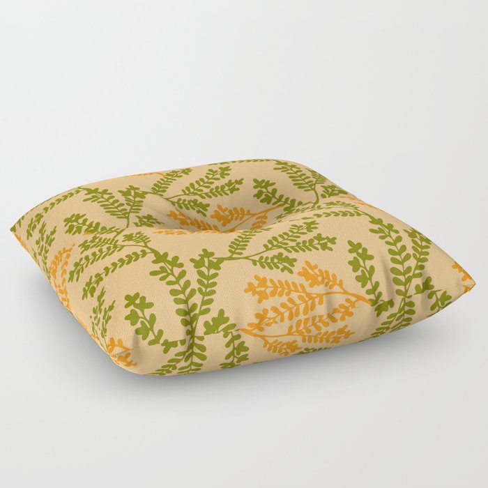Green and yellow herbs seamless pattern Floor Pillow