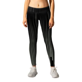 Black and Green Frequency Vertical Stripe Pattern Pairs BH and G 2022 Color of the Year Laurel Leaf Leggings | Black, Midtone, Graphicdesign, Abstract, Trending, Sage, Color, Colour, Earthtone, Light 