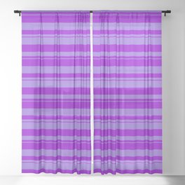 [ Thumbnail: Purple & Dark Violet Colored Stripes/Lines Pattern Sheer Curtain ]