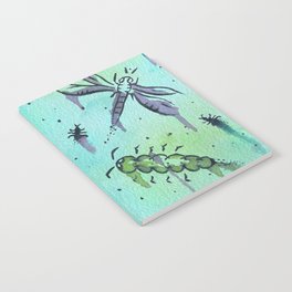 Hand Painted Watercolor Abstract Colorful Bugs Notebook