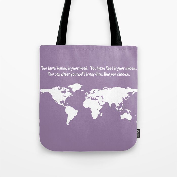World Map with Dr. Seuss Quote Tote Bag