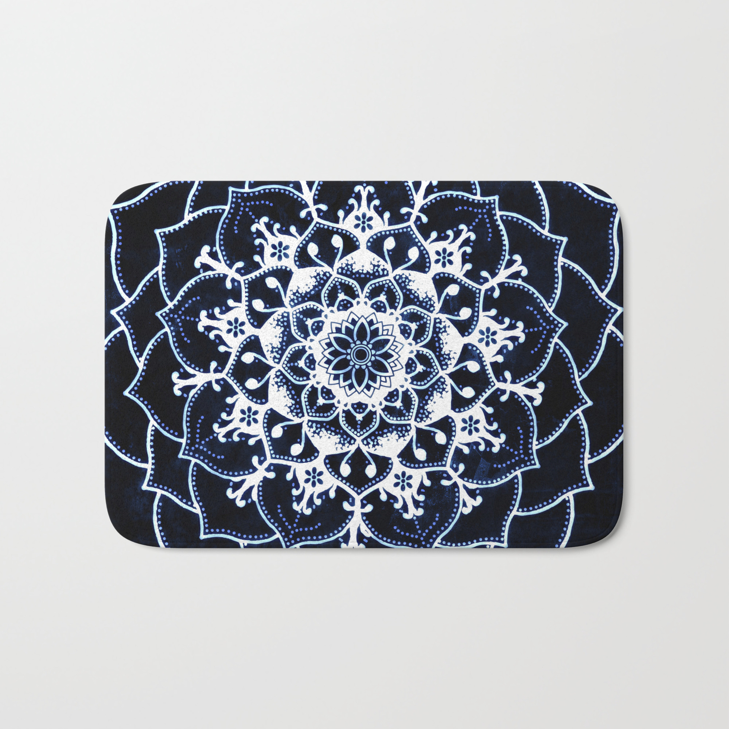 Mandala Indigo Spirit Spiritual Zen Bohemian Hippie Yoga Mantra Meditation Bath Mat By Inspiredimages Society6