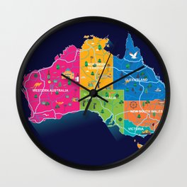 Australia map cartoon illustration Wall Clock