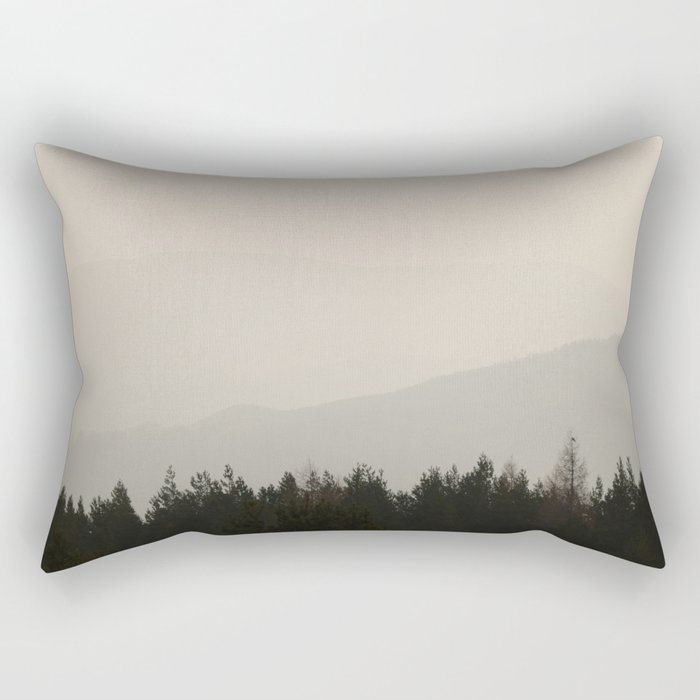 Scottish Highlands Misty Mountain Horizon Rectangular Pillow