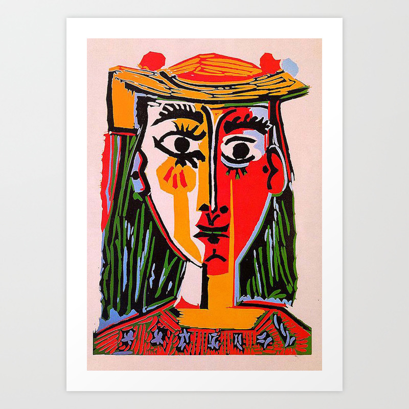 Head Of A Woman In A Hat Picasso Art Print By Stranicastranca Society6