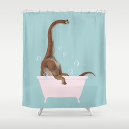 Brachiosaurus in Bathtub Shower Curtain