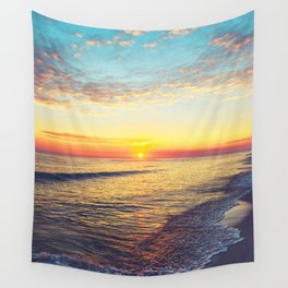 Summer Sunset Ocean Beach - Nature Photography Wall Tapestry