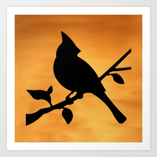 Cardinal Against Sunset Art Print