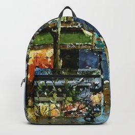 Paris Cafes and Opera House, Autumn, France landscape painting Backpack