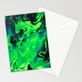 Black and Green Marble Painting Stationery Cards