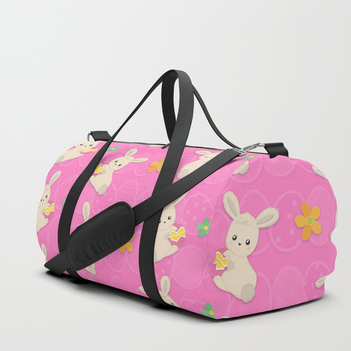 Happy Easter Bunny Cute Rabbit Pink Duffle Bag