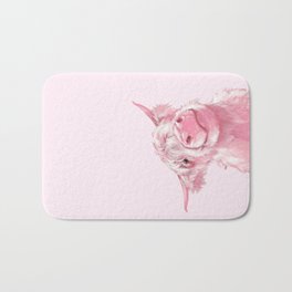 Highland Cow Pink Bath Mat | Pink, Scottish, Pop Art, Farm, Highlandcow, Animal, Acrylic, Surreal, Adorable, Graphicdesign 