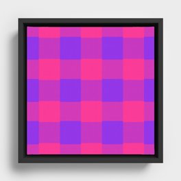 Checkered - Colorful Abstract Retro Pattern in Pink and Purple Framed Canvas