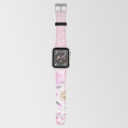 Pink teal gold white watercolor floral glitter gradient Apple Watch Band