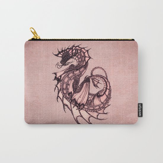 "Tsunami" by Amber Marine ~ Sea Dragon (Coral Version) ~ Graphite & Charcoal Illustration, (c) 2005 Carry-All Pouch