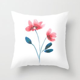 Red poppy summer flower Throw Pillow