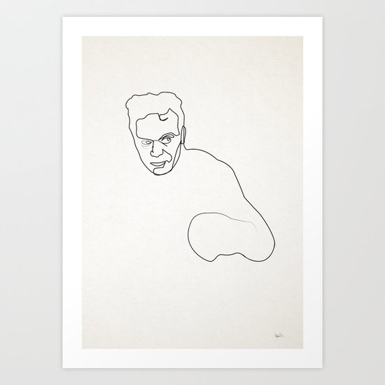One line Marcel Cerdan Art Print