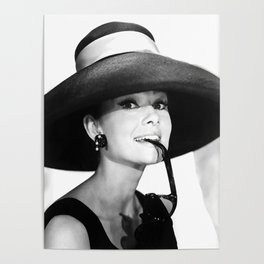 Audrey Hepburn Portrait, Black and White Vintage  Poster