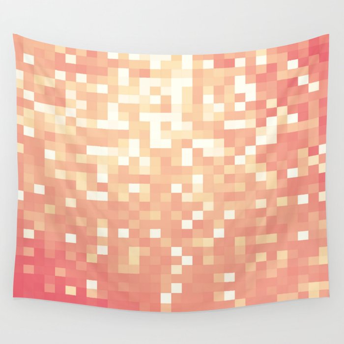 Peach Sparkle Pixels Wall Tapestry