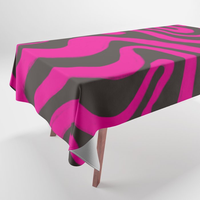 Abstract Liquid Swirl in Vibrant Hot Pink + Chocolate Torte Brown Tablecloth