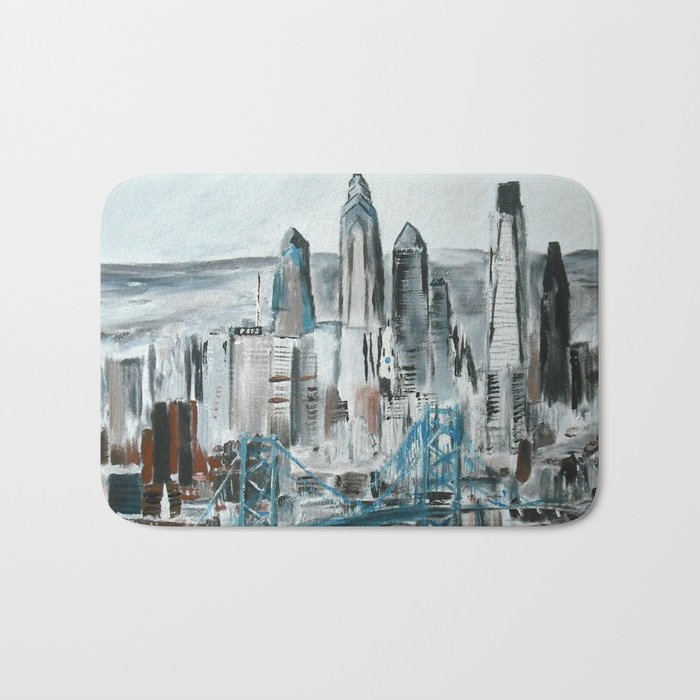 Philadelphia Pennsylvania Usa Fine Art Acrylic Painting Bath Mat