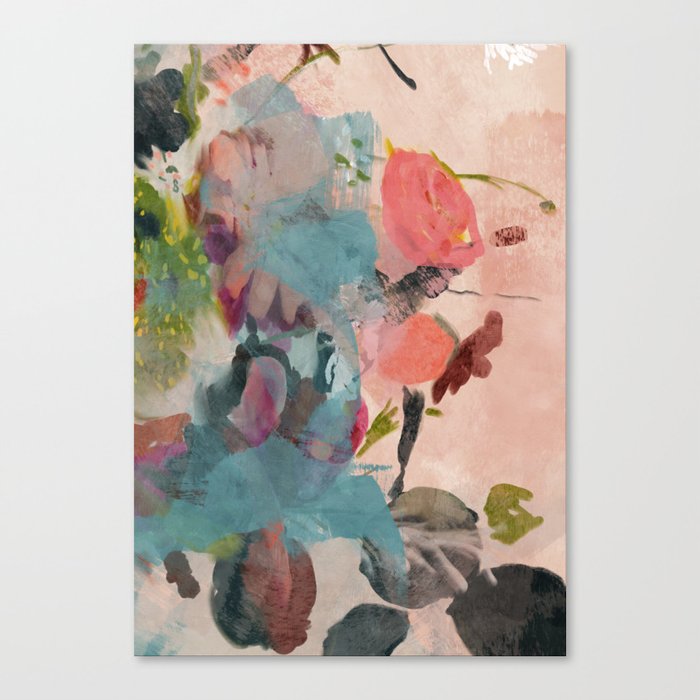 pink summer roses 3 triptych abstract Canvas Print
