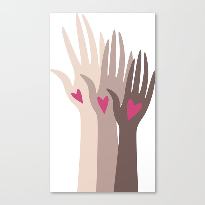 Hands of different races. Canvas Print