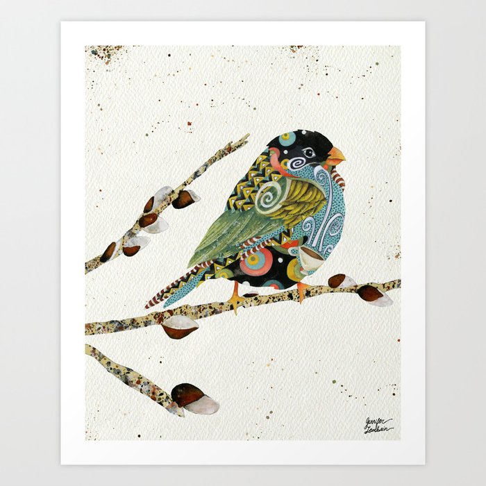 Cafe Swirly Bird 4 Art Print