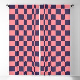 Checkerboard Check Checkered Pattern in Retro Pink and Blue Blackout Curtain