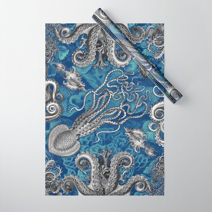 The Kraken (Blue, Square) Wrapping Paper