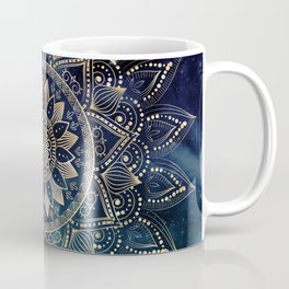 Elegant Gold Mandala Blue Galaxy Design Mug