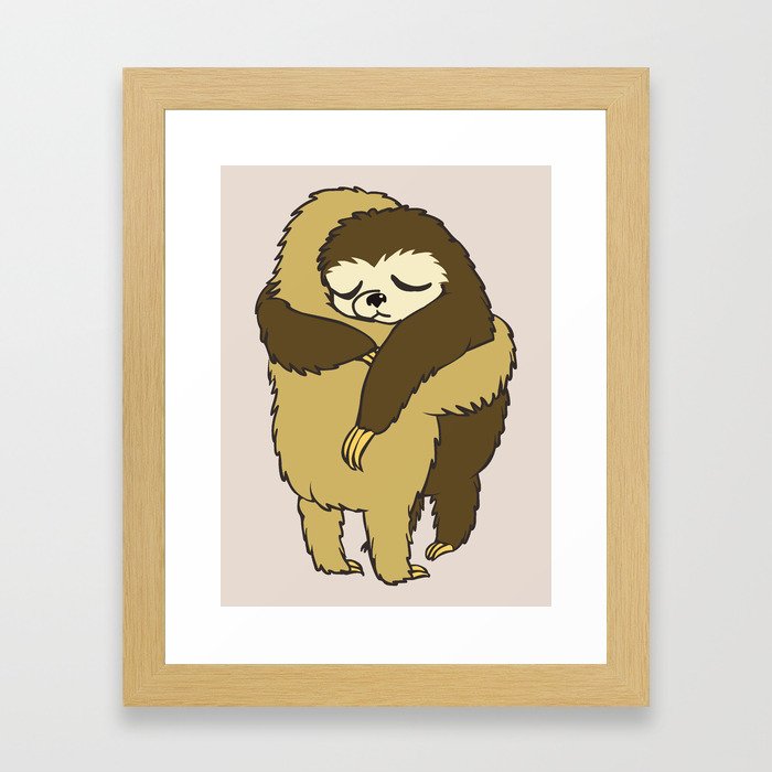 Sloth Hugs Framed Art Print