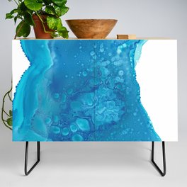 Ocean Blue 33122-1 Modern Abstract Alcohol Ink Painting by Herzart Credenza