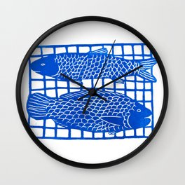 Grilled Fish: Blue Wall Clock