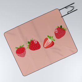 Strawberry - Colorful Summer Vibes Berry Art Design on Red Picnic Blanket