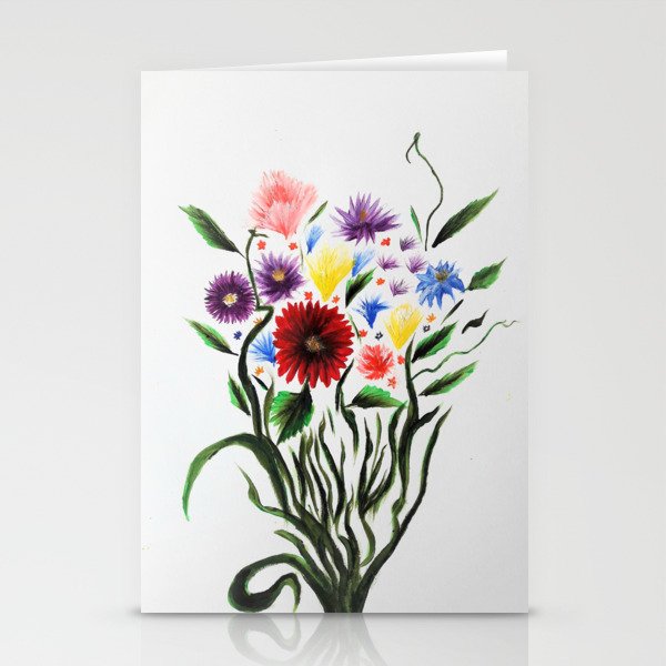 Acrylic Flowers Bouquet Art Print Stationery Cards