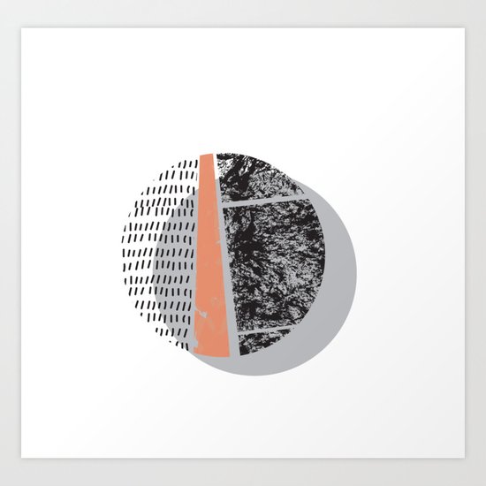 Abstract circles in peach and black Art Print