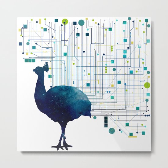 CYBER PEACOCK Metal Print