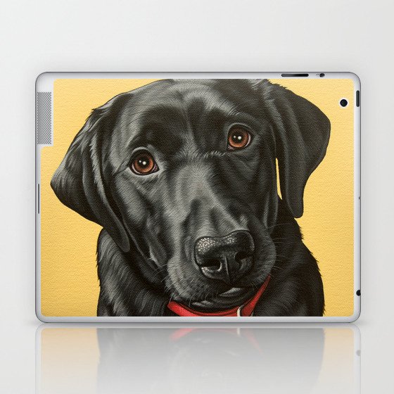 Black Labrador Retriever Portrait, Pop Art Lab Dog Painting Laptop & iPad Skin