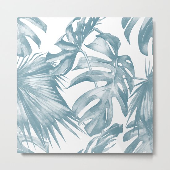Island Dream Teal Blue Leaves Metal Print