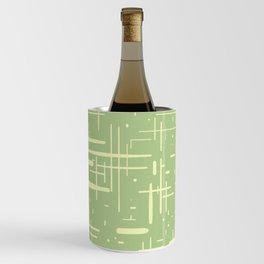 Mid-Century Modern Kinetikos Abstract Pattern in Light Sage Green Tones Wine Chiller