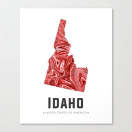 Idaho - State Map Art - Abstract Map - Red Canvas Print