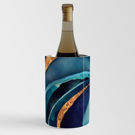 Abstract Blue with Gold Wine Chiller