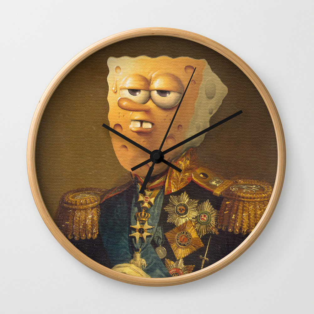 General Spongebob Portrait Fan Art Painting Wall Clock By